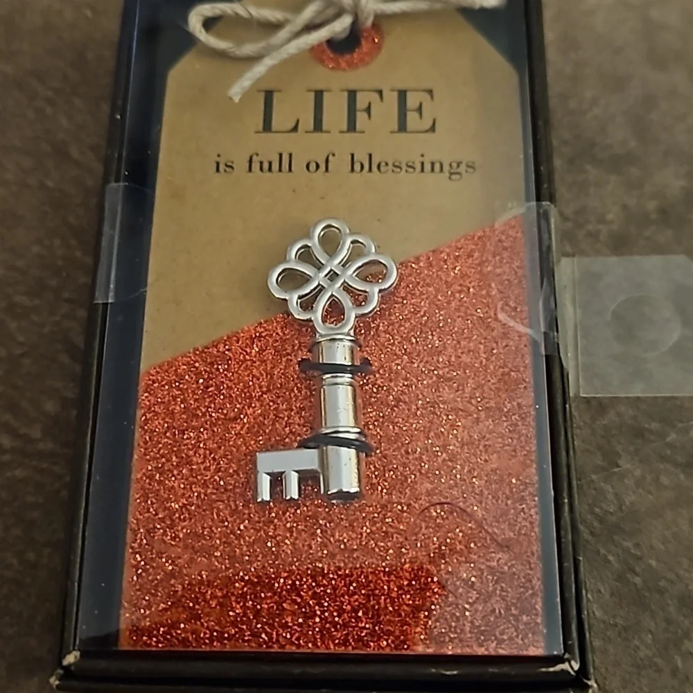 5/$25 Cardboard Gift Tag Key Charm Life Is Full of Blessings